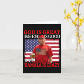 God Is Groot Bier Is Goed En Kamala Zijn Crazy Fun Kaart (Gele Bloem)