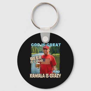 God Is Groot Bier Is Goed En Kamala Zijn Crazy Fun Sleutelhanger