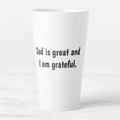 God is groot en ik ben dankbaar - beker latte mok (Voorkant)