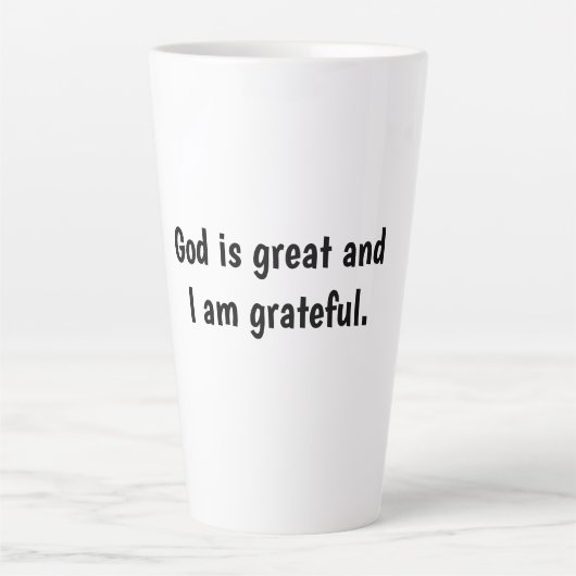 God is groot en ik ben dankbaar - beker latte mok (Voorkant)