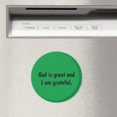 God is groot en ik ben dankbaar - groene Magnet Magneet (Insitu (Vaatwasser))