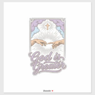 God is Groter Christelijk Vintage Gravure Shirt_1 Sticker