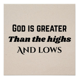 God is groter Christelijke typografie Perfect Poster