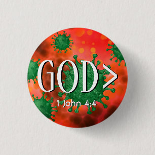 GOD IS GROTER DAN 1 John 4:4 Christelijk Ronde Button 3,2 Cm