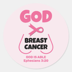 GOD IS GROTER DAN BORSTKANKER Gebed Kaart Ronde Sticker