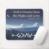 God is groter dan de hoogten en Lows Mousepad Muismat (Met muis)