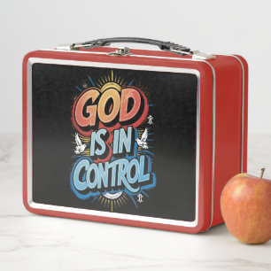 God is in Control Christelijk Metal Lunchbox