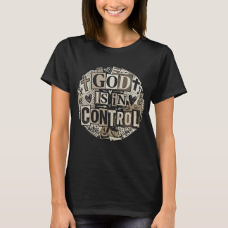 God is in controle vintage tijdschrift collage ont t-shirt