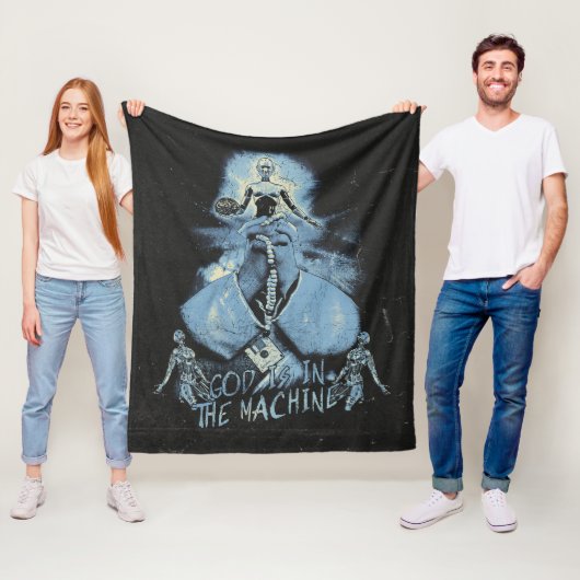 God is in de machine - Techno-Dystopian Design Fleece Deken (In situ)