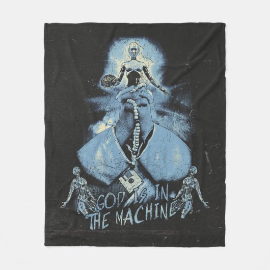 God is in de machine - Techno-Dystopian Design Fleece Deken (Voorkant)
