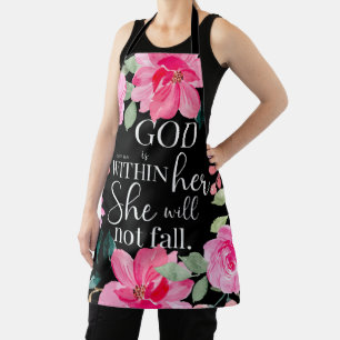 God is in haar - Psalm 46:5 Roze Bloem Schort