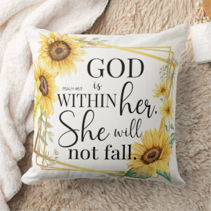 God is in haar - Psalm 46:5 Zonnebloem Christelijk Kussen