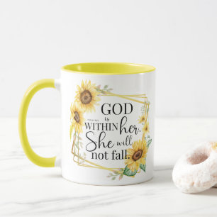 God is in haar - Psalm 46:5 Zonnebloem Christelijk Mok