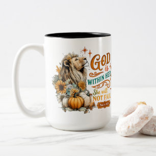 God is in haar... tweekleurige koffiemok