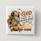 God is in haar... vierkante button 5,1 cm (Voorkant)