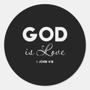God Is Liefde 1 Johannes 4_8 Bijbelvers Christelij Ronde Sticker