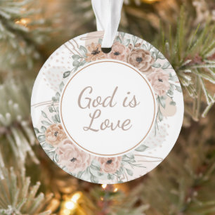 God is Liefde Aquarel Bloemen Acryl Ornament