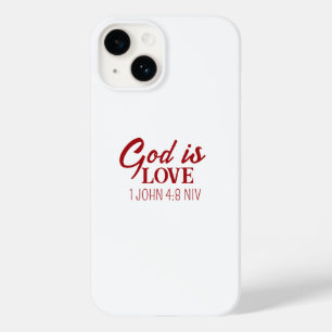 God is Liefde Bijbelvers Christelijk Geloof Wit Case-Mate iPhone 14 Hoesje