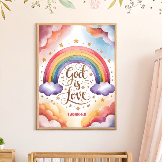 God is Liefde Christelijke Muur Kunst voor Peuters Poster