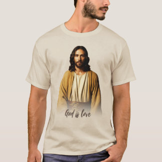 God Is liefde Jezus Christus Religieus citaat T-shirt