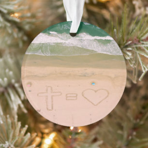 God is LIEFDE, Jezus is Liefde, strand oceaan krui Ornament