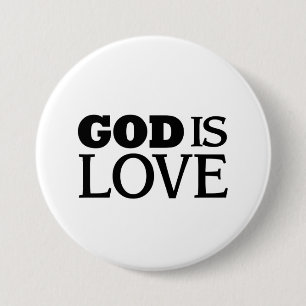 God is liefde ronde button 7,6 cm