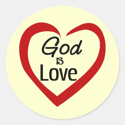 God is liefde ronde sticker (Voorkant)