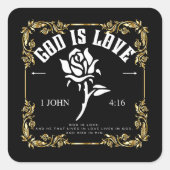 God is liefde vierkante sticker (Voorkant)