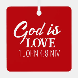 God is Love Bible Verse Christian Faith Red Metalen Ornament