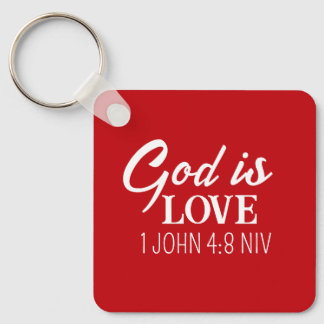 God is Love Bible Verse Christian Faith Red Sleutelhanger
