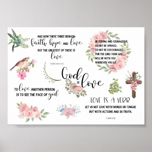 God is Love Bible Verse Inspirational Phrases Poster (Voorkant)