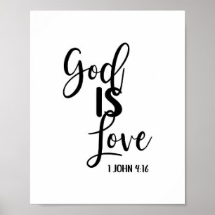 God is Love Bijbel Verse Christelijke Manuscript P Poster