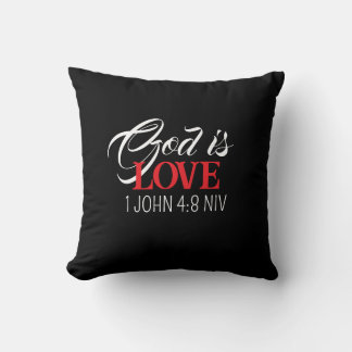 God is Love Black and Red Bible Verses Faith Name Kussen