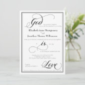 God is Love Graceful Script Wedding Invitation Kaart (Staand voorkant)