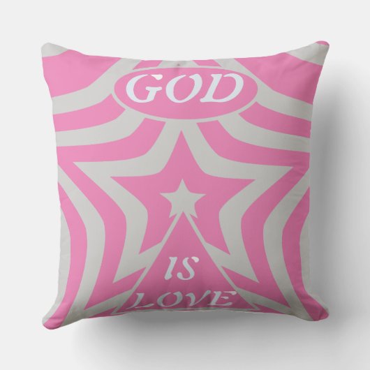 "God Is Love" Pastel Pink & Gray Star Christian Kussen (Achterkant)