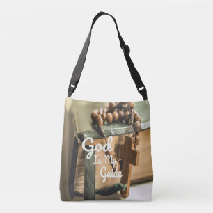 God is mijn Bijbel en Rosary Cross Crossbody Tas