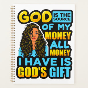 God is mijn bron Melanin Sista zwart meisje magie Planner