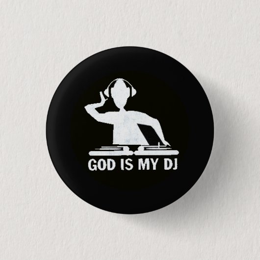 God is mijn dj! ronde button 3,2 cm (Voorkant)