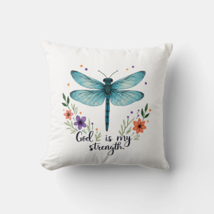 God is mijn kracht Bloemend Libelle Christelijk T- Kussen