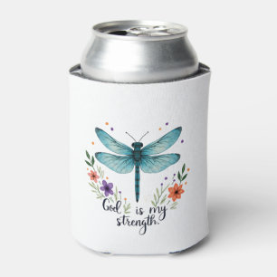 God is mijn kracht Bloemendragonfly Christelijk T- Blikjeskoeler