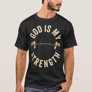 God is mijn kracht Gym Barbell Fitness Chr T-shirt