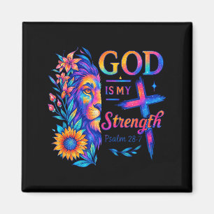 God Is Mijn Kracht Psalm 28_7 Leeuw T-shirt Magneet