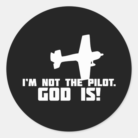 God is Mijn Piloot Ronde Sticker (Voorkant)