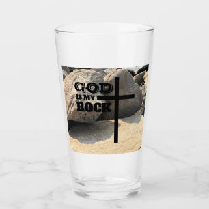 God is Mijn Rots Bijbelvers Zwarte Kruis Christeli Glas