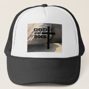 God is Mijn Rots Bijbelvers Zwarte Kruis Christeli Trucker Pet