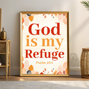 God is mijn toevluchtsoord Boho Christelijke Wall  Poster