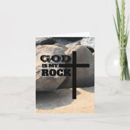 God is My Rock Bible Verse Black Cross Christian Kaart