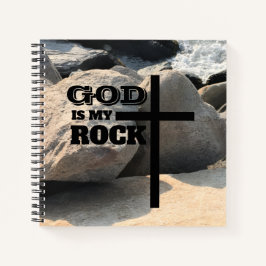 God is My Rock Bible Verse Black Cross Christian Notitieboek