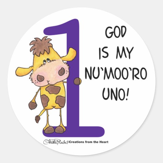 God is Nu'moo'ro Uno! Ronde Sticker (Voorkant)