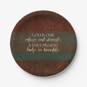 God is onze Christelijke bijbel Verse Brown/Gold Papieren Bordje